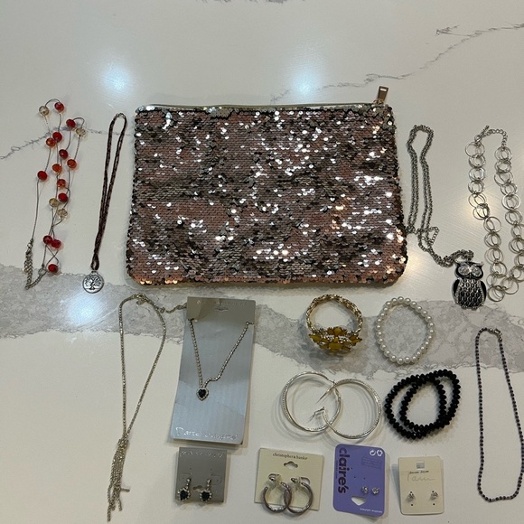 Jewelry Bundle Lot Sequin Pouch - Picture 1 of 9